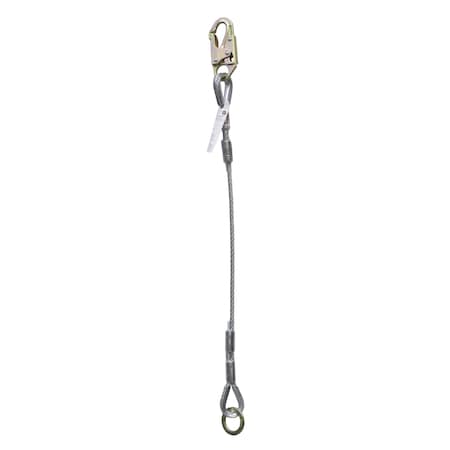 Super Anchor Safety 3ft Wire Rope Lanyard 3/8" 7x19 Galvanized Wire Rope w/ Snaphook and Connector Ring. 1333-3